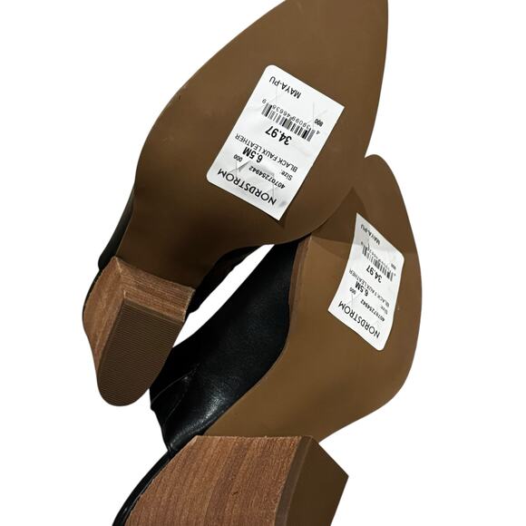 Abound Women's Black Pointed-Toe Mule Heel Faux Leather Upper Size 6.5M - Picture 6 of 8